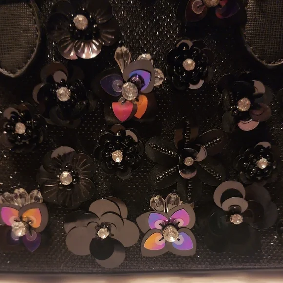 Aldo Floral Embellished Black Handbag - Picture 6 of 9